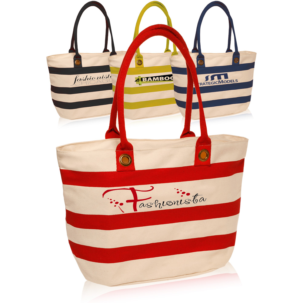Striped Sailor Personalized Canvas Tote Bags Cheap | Design Logo Tote Bags Online
