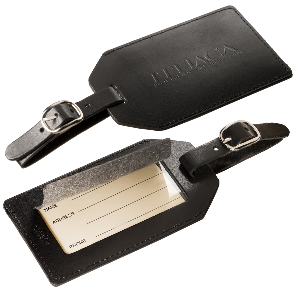 Personalized Leather Luggage Tags with Buckle | PLLG9095 - DiscountMugs