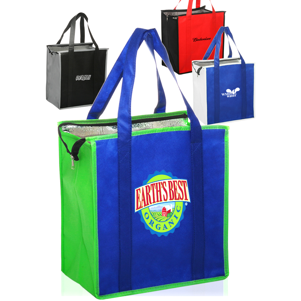 Reusable Insulated Grocery Tote Bags Custom Printed With Logo