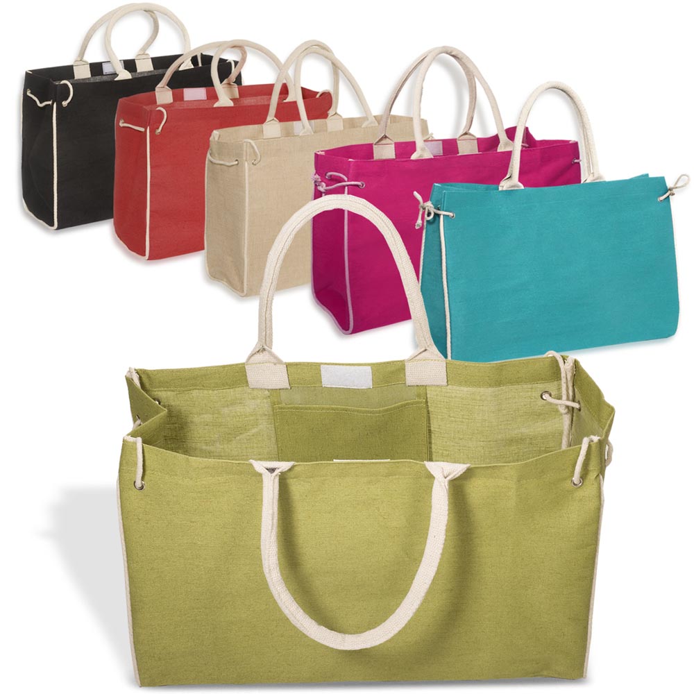 Personalized Bermuda Jute Tote Bags | PLLT4108 - DiscountMugs