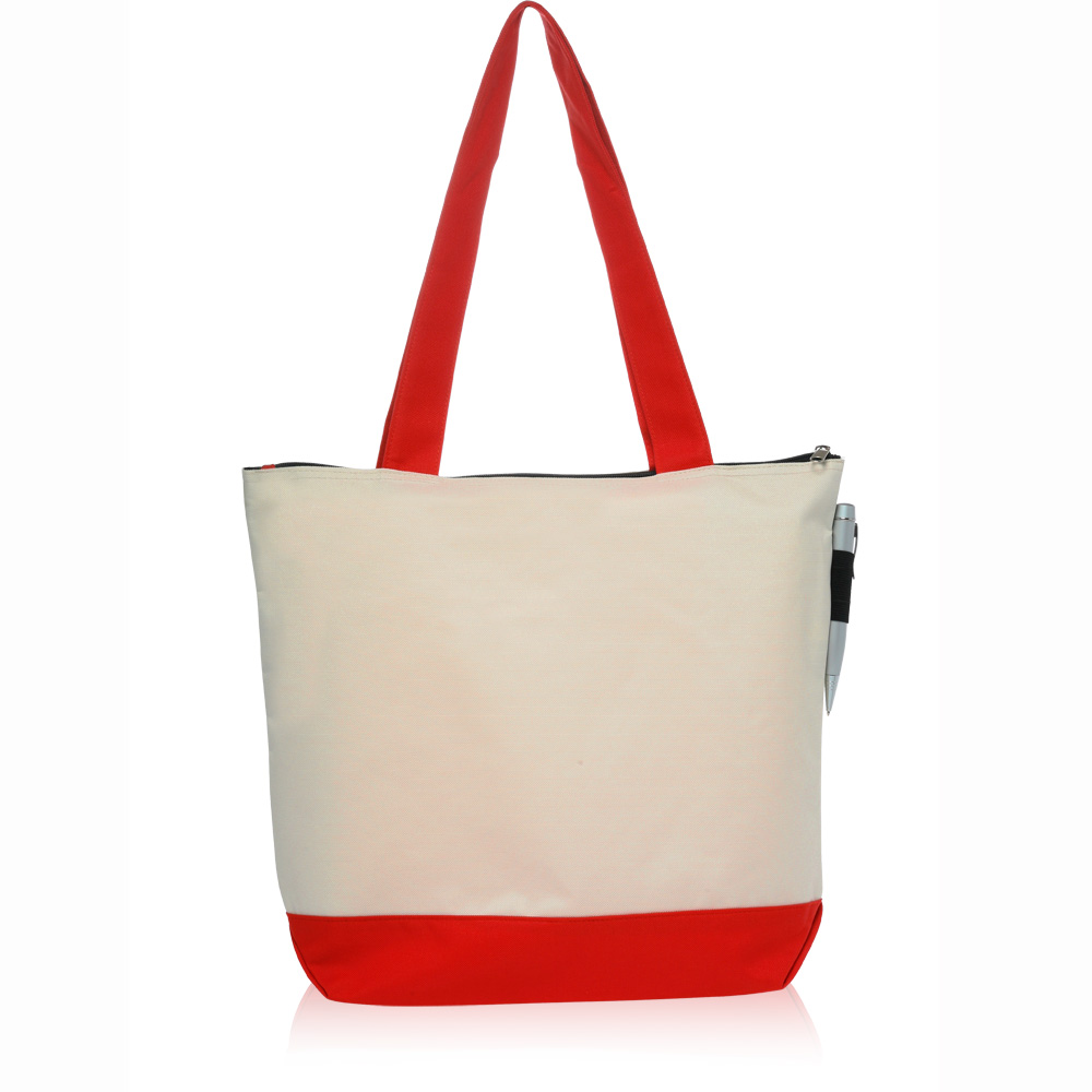 Custom Zipper Polyester Tote Bags | TOT92 - DiscountMugs