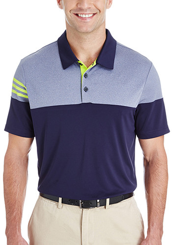 adidas 3 stripe heather block golf polo shirt