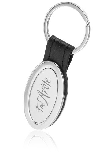 Custom Oval Leather & Metal Keychains | KEY140 - DiscountMugs