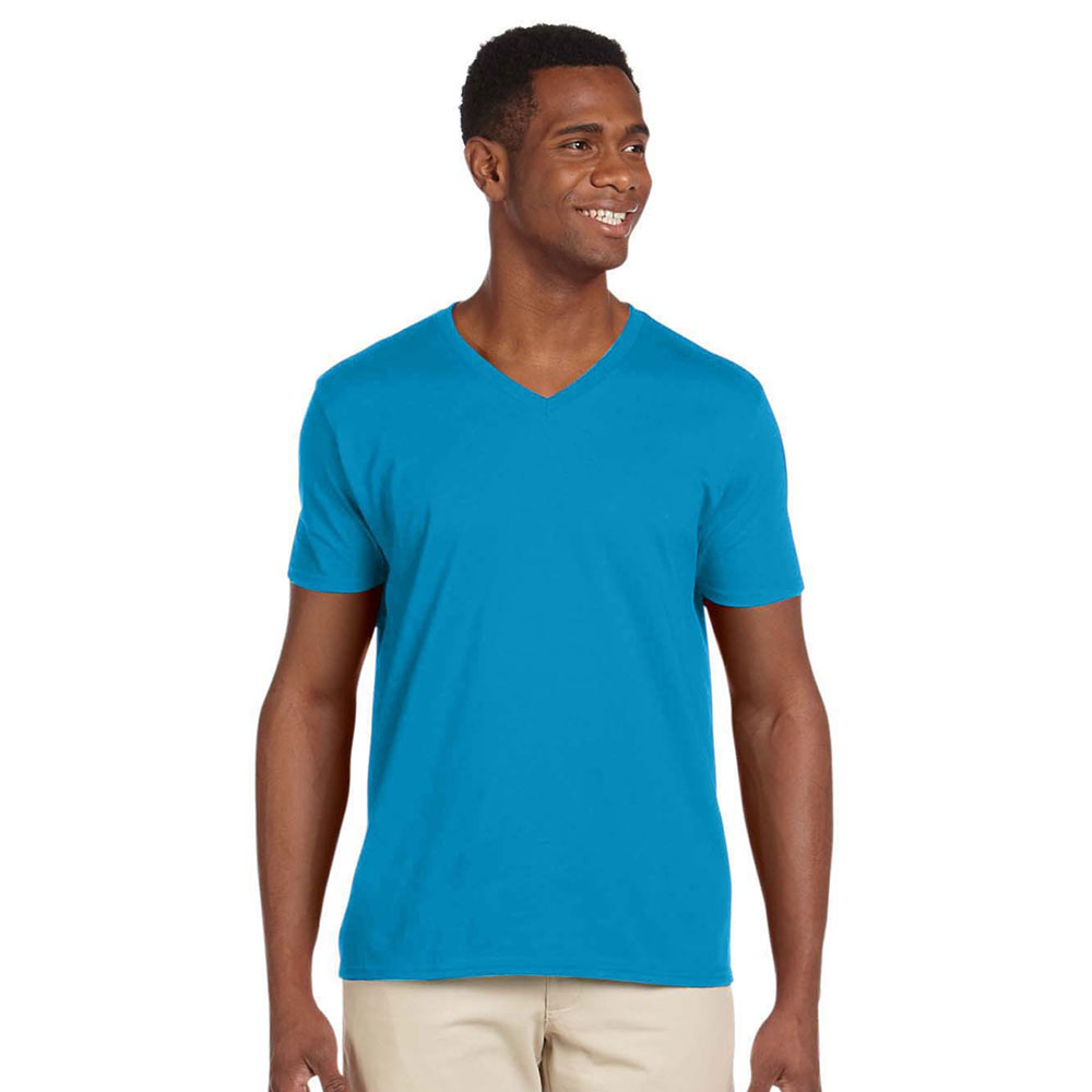 Customized Gildan Adult Softstyle V-Neck T-shirts | G64V - DiscountMugs