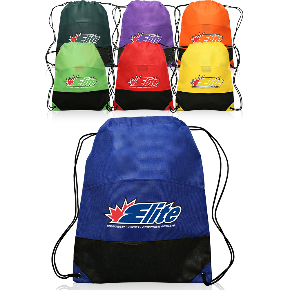 Personalized 14W x 17H inch Non-Woven Two Tone Drawstring Sports Packs ...
