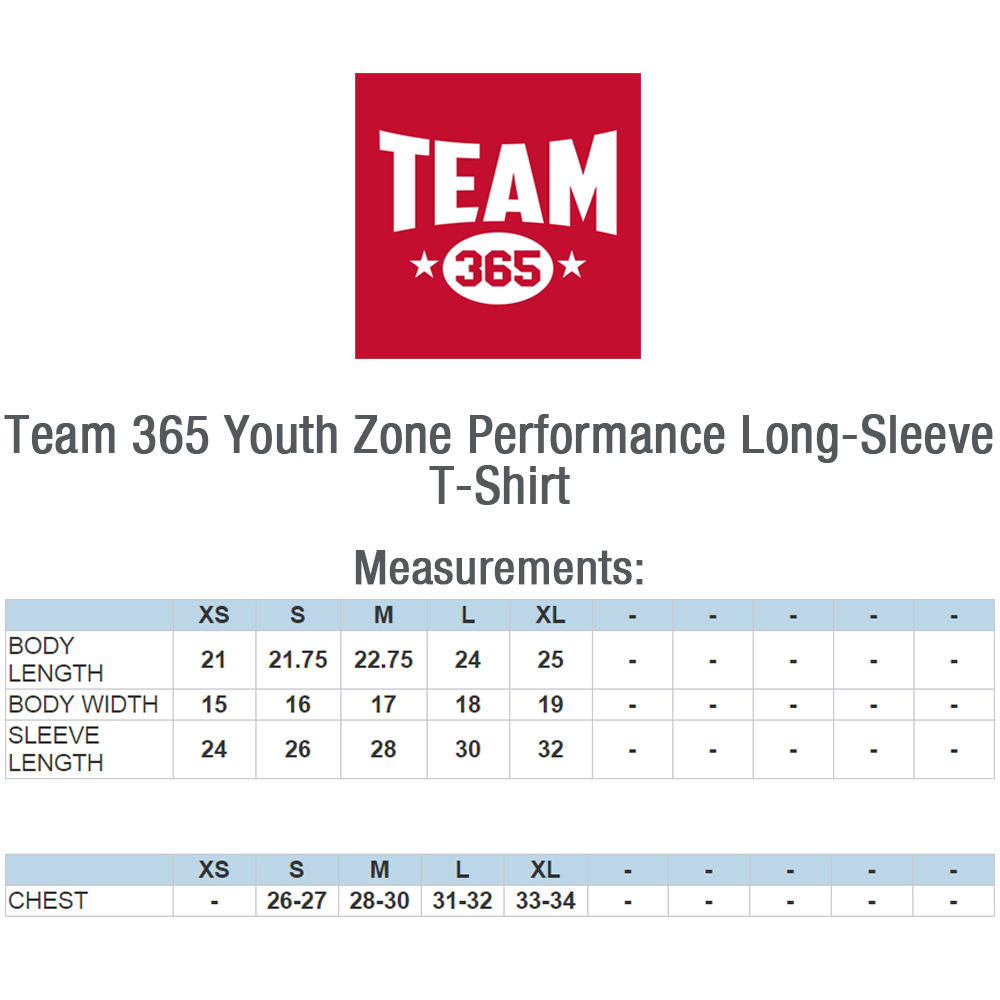 Team 365 Size Chart